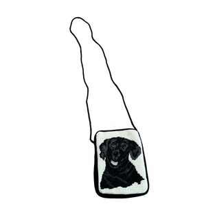 Dog Needlework Crossbody Purse 100% Wool